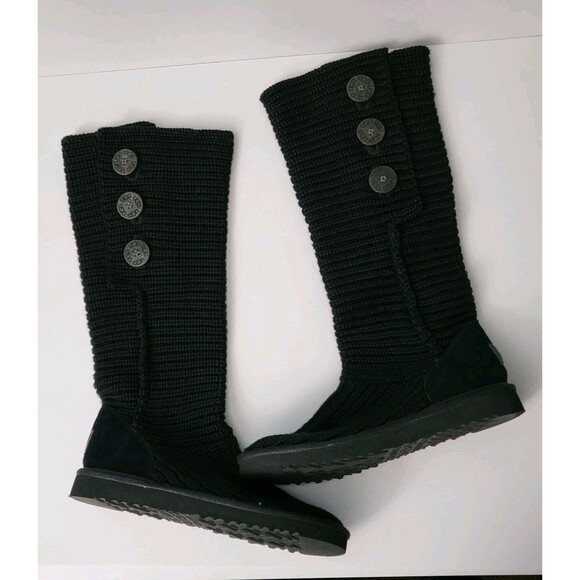 UGG Australia Classic Cardy Boots Womens 9 S/N 5819 Sweater Knit Foldover EUC - Picture 1 of 8